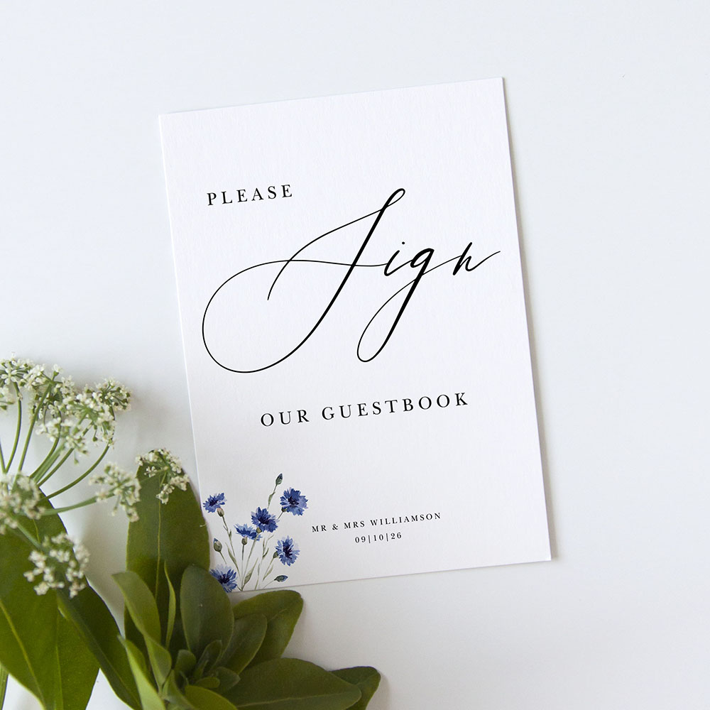 Guestbook Sign 'Cornflower Blue' | Vintage Prints